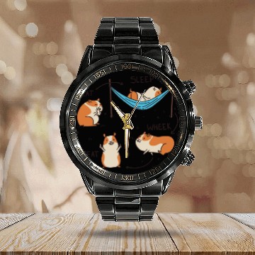 Discover Guinea Pig Guinea Pig Lover Rodent Hamster Calendar Steel Band Watch