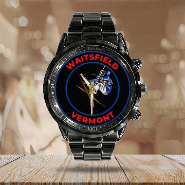 Discover Retro Cool Skiing in Waitsfield Vermont Souvenir Calendar Steel Band Watch