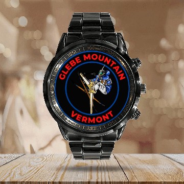 Discover Retro Cool Skiing Glebe Mountain Vermont Souvenir Calendar Steel Band Watch