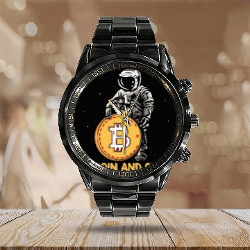 Discover Bitcoin and Chill funny Calendar Steel Band Watch