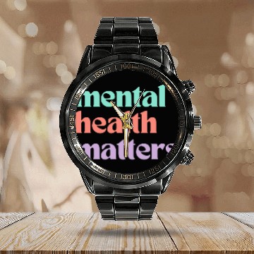 Discover Mental Health Matters | Retro Quote Peach Candy Calendar Steel Band Watch