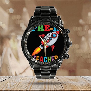 Discover Space Pre K Teacher Preschool Back To School Calendar Steel Band Watch