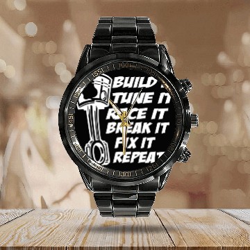 Discover Build It Break It Repeat Street Drag Race Outlaws Calendar Steel Band Watch