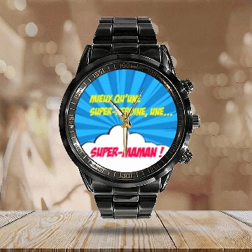 Discover Super-mom super-hero. Best mom Mother's day Comics Calendar Steel Band Watch