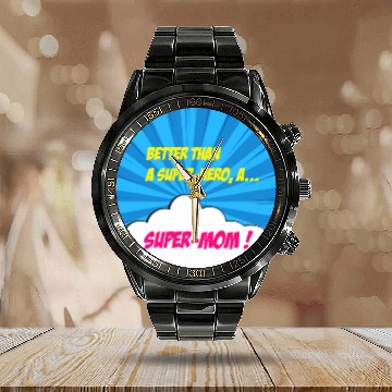Discover Super-mom super-hero. Best mom Mother's day Comics Calendar Steel Band Watch