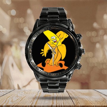 Discover funny running banana Calendar Steel Band Watch