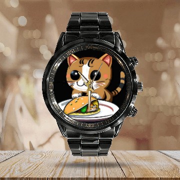 Discover Cute Cat and Taco: A Playful Combination for Your Calendar Steel Band Watch