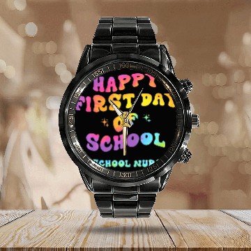 Discover Tie Dye School Nurse Happy First Day Back To Schoo Calendar Steel Band Watch
