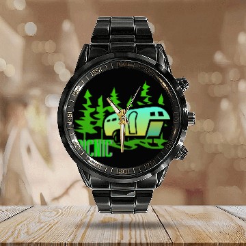 Discover picnic camp Calendar Steel Band Watch