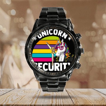 Discover Unicorn Security Funny Unicorn Lover Mythical Calendar Steel Band Watch