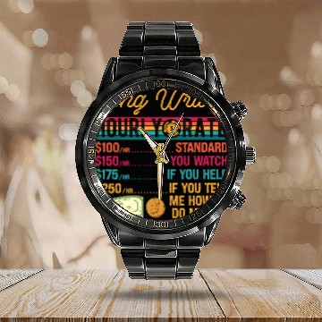 Discover Funny Vintage Song Writer Hourly Rate Job Title Calendar Steel Band Watch