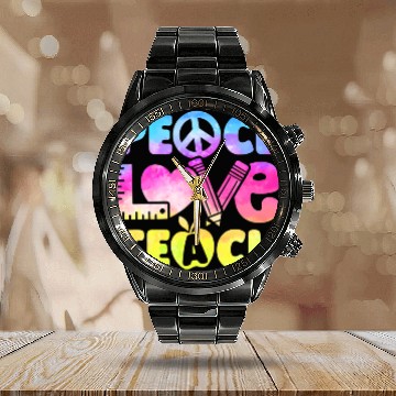 Discover Teacher Peace Love Teach First Day Back To School Calendar Steel Band Watch