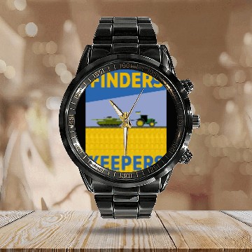 Discover Funny Farmer Tractor Ukraine Flag Support Finders\ Calendar Steel Band Watch