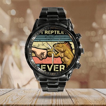 Discover Best Reptile Dad Ever Calendar Steel Band Watch