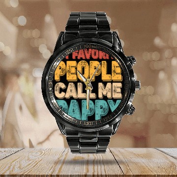 Discover My Favorite People Call Me Pappy Vintage Funny Dad Calendar Steel Band Watch