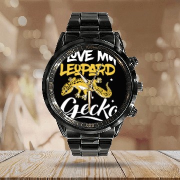 Discover I Love My Leopard Gecko Reptile Lizard Lover Calendar Steel Band Watch