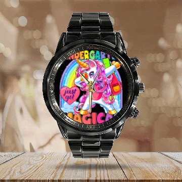 Discover Kindergarten Magical Dabbing Unicorn Back to Schoo Calendar Steel Band Watch