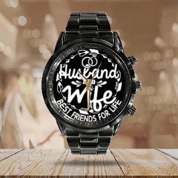 Discover Husband Wife Best Friends For Life Calendar Steel Band Watch