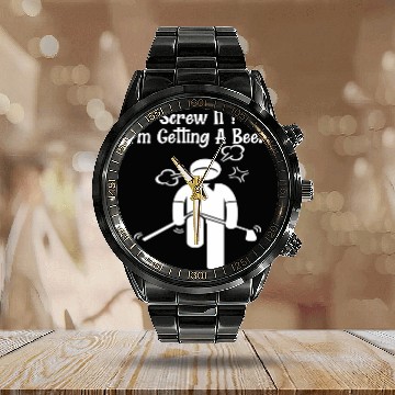 Discover Golf Beer Golfer Father Day Mother Day Calendar Steel Band Watch