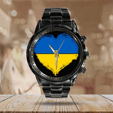 Discover Ukraine Pride Feel Ukrainian Flag Colors Peace Calendar Steel Band Watch