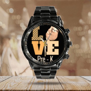 Discover Love Pre-K Sloth Pre-K Teacher Back To School Calendar Steel Band Watch