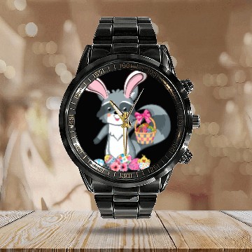 Discover Raccoon Bunny Ears Easter Eggs For Calendar Steel Band Watch
