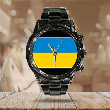 Discover Ukraine Flag With Ukrainian National Colors Calendar Steel Band Watch