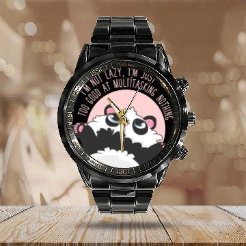 Discover Sleepy Panda Lazy Slow Morning Sunday Calendar Steel Band Watch