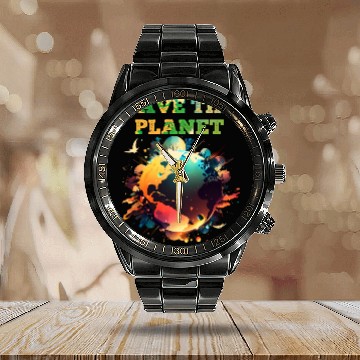 Discover Save the Planet Climate and Nature Care Calendar Steel Band Watch