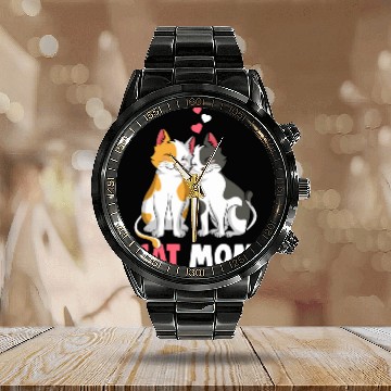 Discover Cat Mom Cat Lover Kitty Owner Calendar Steel Band Watch