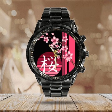 Discover Sakura Flowers Spring Cherry Blossoms Japanese Kan Calendar Steel Band Watch
