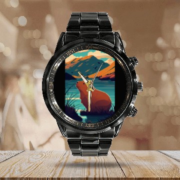 Discover Capybara Nature Capibara Calendar Steel Band Watch