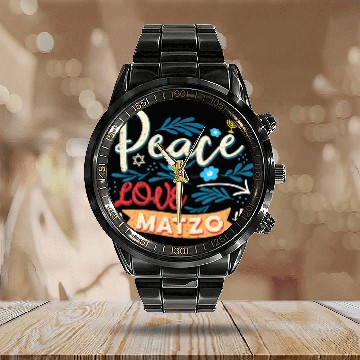 Discover Passover Peace Love Matzo Funny Seder Jewish Holid Calendar Steel Band Watch