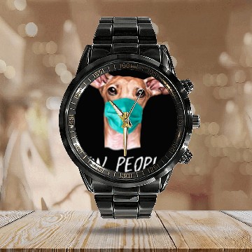 Discover Greyhound Ew People Dog Wearing Face Calendar Steel Band Watch