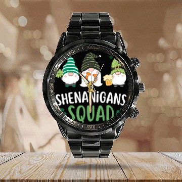 Discover Shenanigans Squad St Patricks Day Gnom Saint Patri Calendar Steel Band Watch