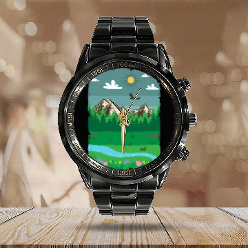 Discover Peaceful Nature Scenery Calendar Steel Band Watch