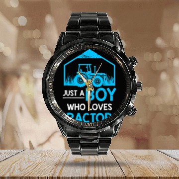 Discover Just A Boy Who Loves Tractors Farmer Calendar Steel Band Watch