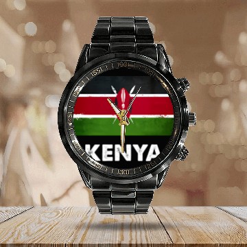 Discover Kenya Flag Kenyan Calendar Steel Band Watch
