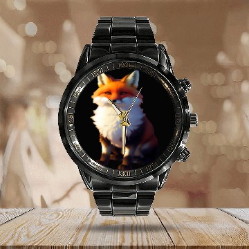 Discover Baby Red Tailed Fox Calendar Steel Band Watch