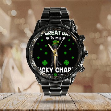 Discover My Great Dane Is My Lucky Charm St PatricDay Calendar Steel Band Watch