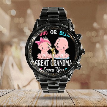 Discover Pink or Blue Great Grandma Loves You Calendar Steel Band Watch