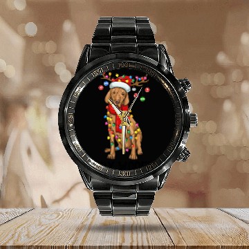 Discover Vizsla Dog Lights Merry Woofmas Calendar Steel Band Watch