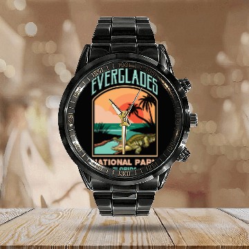 Discover Everglades National Park Us Crocodile Florida Alli Calendar Steel Band Watch