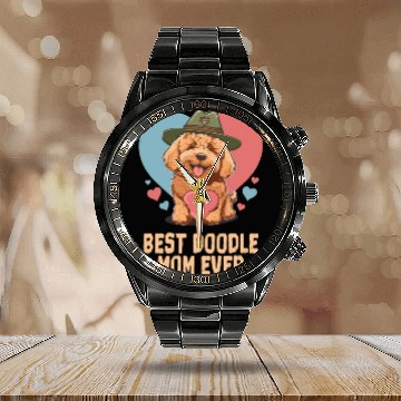 Discover Best Doodle Mom Ever Goldendoodle Cute Dog Mom Calendar Steel Band Watch