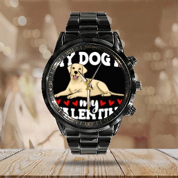 Discover My Dog Is My Valentine Date Cute Doggy Calendar Steel Band Watch
