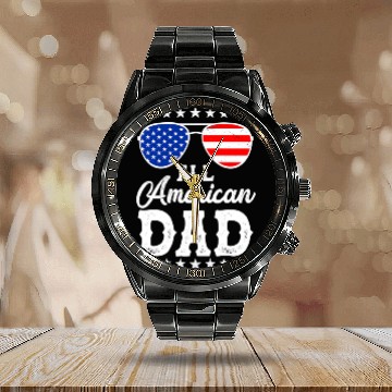 Discover 4th Of July Patriotic American Dad Us Calendar Steel Band Watch