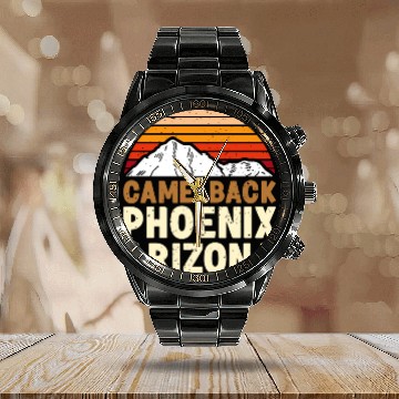 Discover Phoenix Arizonna Mountain fan Summit Climbing Calendar Steel Band Watch