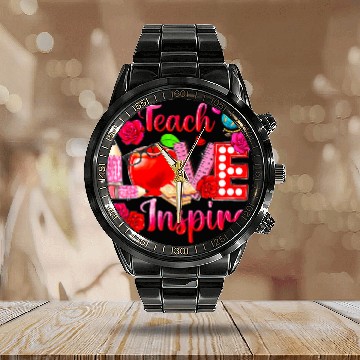 Discover Teacher Love Inspire Floral Pencil Back To School Calendar Steel Band Watch