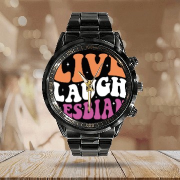 Discover Live Laugh Lesbian LGBT Lesbians Pride Month Calendar Steel Band Watch