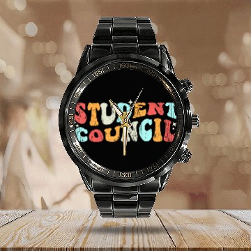 Discover Vintage Student Council groovy retro back to schoo Calendar Steel Band Watch
